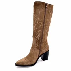 Rock|Santiags<Ivoire0341a Bottes Santiags Ivoire At22 Daim Sajo Roble Camel