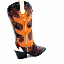 Rock|Animalier<noa harmon Bottes Santiags 9773 Cuir Rossario Marron