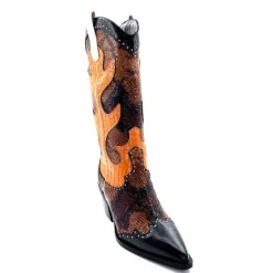 Rock|Animalier<noa harmon Bottes Santiags 9773 Cuir Rossario Marron