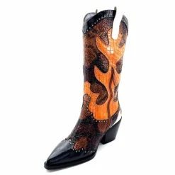 Rock|Animalier<noa harmon Bottes Santiags 9773 Cuir Rossario Marron
