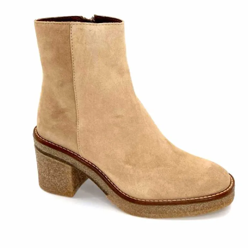 Basic|Bottines<Alpe Bottines à Talon 2626 Baby Daim Corda Crème