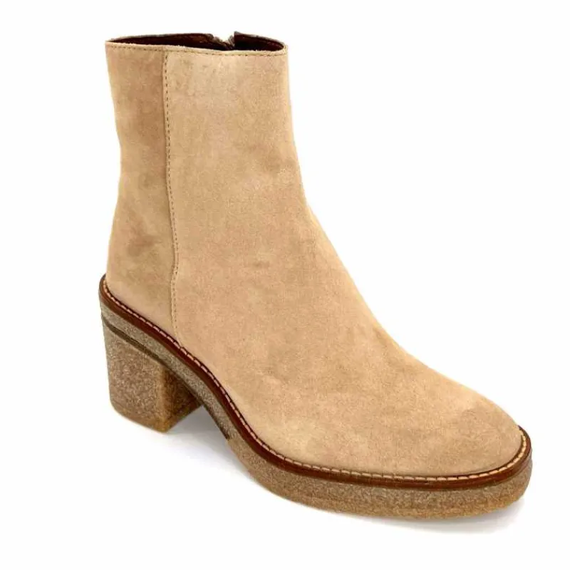 Basic|Bottines<Alpe Bottines à Talon 2626 Baby Daim Corda Crème