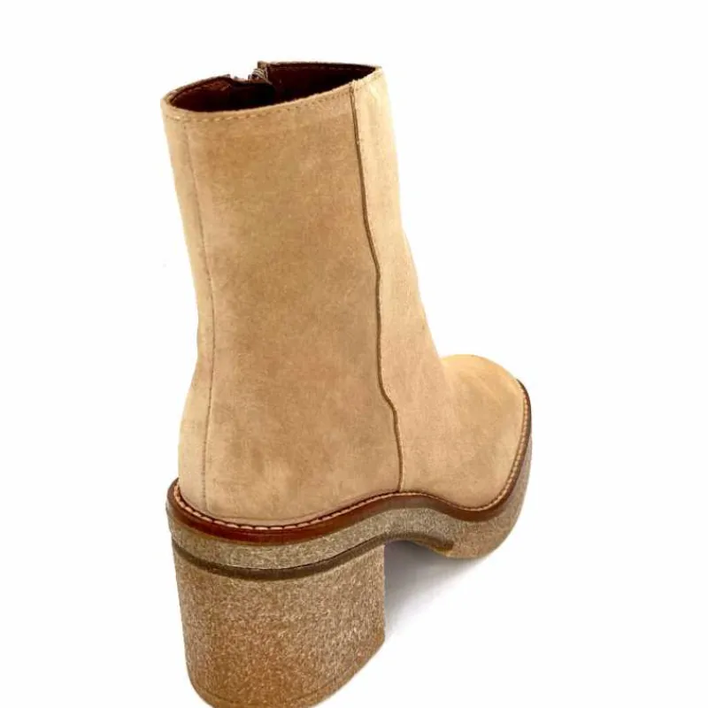 Basic|Bottines<Alpe Bottines à Talon 2626 Baby Daim Corda Crème