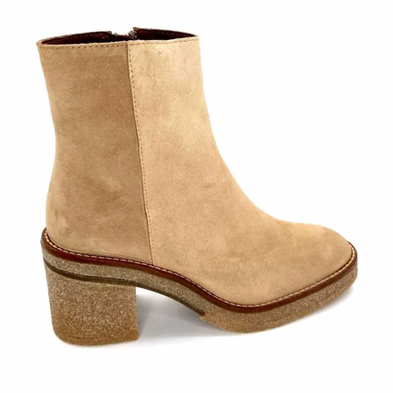 Basic|Bottines<Alpe Bottines à Talon 2626 Baby Daim Corda Crème