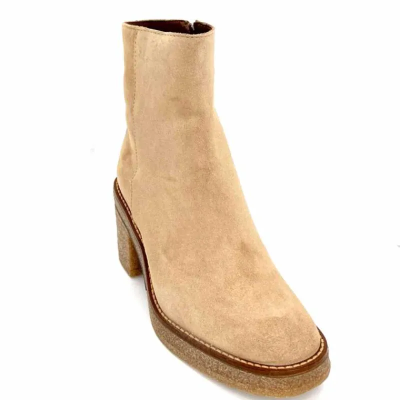 Basic|Bottines<Alpe Bottines à Talon 2626 Baby Daim Corda Crème