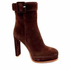 Elégant|Bottines<chantal Bottines à Talon 2475 Daim Chocolat Marron