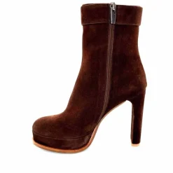 Elégant|Bottines<chantal Bottines à Talon 2475 Daim Chocolat Marron