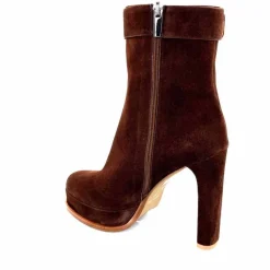 Elégant|Bottines<chantal Bottines à Talon 2475 Daim Chocolat Marron