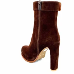 Elégant|Bottines<chantal Bottines à Talon 2475 Daim Chocolat Marron