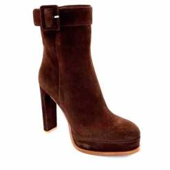 Elégant|Bottines<chantal Bottines à Talon 2475 Daim Chocolat Marron