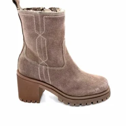 Rock|Fourrure<Ivoire0235a Bottines à Talon Fourrées Ivoire 28117 Daim Gris GrisFoncé