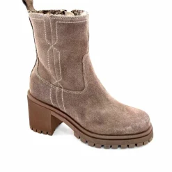 Rock|Fourrure<Ivoire0235a Bottines à Talon Fourrées Ivoire 28117 Daim Gris GrisFoncé