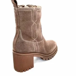 Rock|Fourrure<Ivoire0235a Bottines à Talon Fourrées Ivoire 28117 Daim Gris GrisFoncé