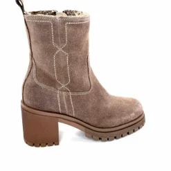 Rock|Fourrure<Ivoire0235a Bottines à Talon Fourrées Ivoire 28117 Daim Gris GrisFoncé