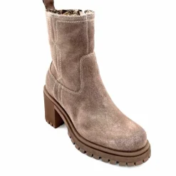 Rock|Fourrure<Ivoire0235a Bottines à Talon Fourrées Ivoire 28117 Daim Gris GrisFoncé