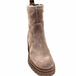 Rock|Fourrure<Ivoire0235a Bottines à Talon Fourrées Ivoire 28117 Daim Gris GrisFoncé