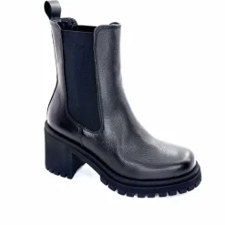 Rock|Bottines<Ivoire0235a Bottines à Talon Ivoire 28115 Cuir Noir