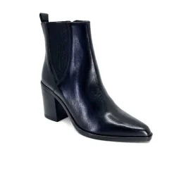 Elégant|Santiags<Ivoire0104a Bottines à Talon Ivoire 52145 Cuir Noir