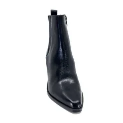 Elégant|Santiags<Ivoire0104a Bottines à Talon Ivoire 52145 Cuir Noir