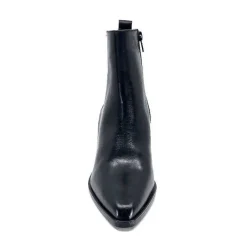 Elégant|Santiags<Ivoire0104a Bottines à Talon Ivoire 52145 Cuir Noir