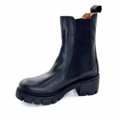 Rock|Bottines<belang Bottines à Talon Ivoire 08112 Cuir Noir