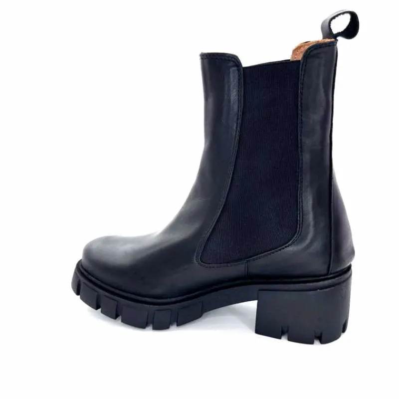 Rock|Bottines<belang Bottines à Talon Ivoire 08112 Cuir Noir