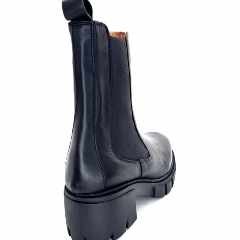 Rock|Bottines<belang Bottines à Talon Ivoire 08112 Cuir Noir