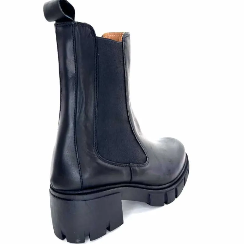 Rock|Bottines<belang Bottines à Talon Ivoire 08112 Cuir Noir