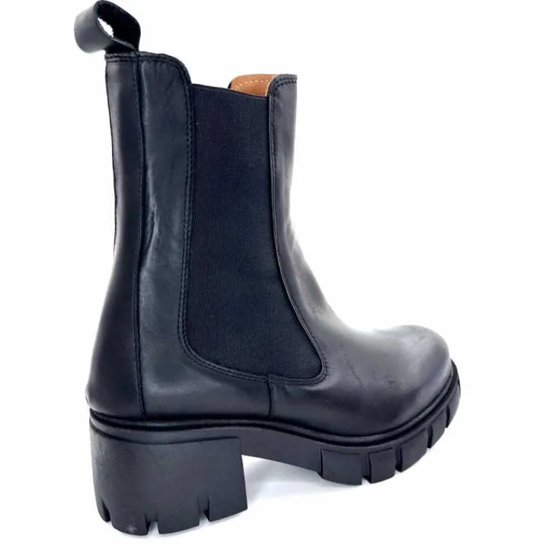 Rock|Bottines<belang Bottines à Talon Ivoire 08112 Cuir Noir