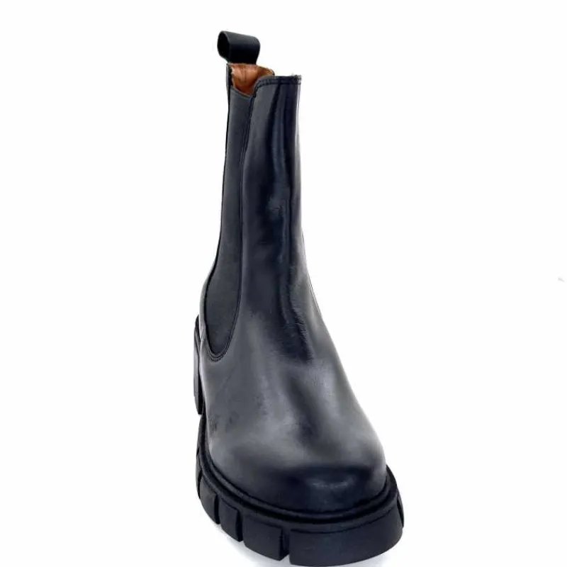 Rock|Bottines<belang Bottines à Talon Ivoire 08112 Cuir Noir