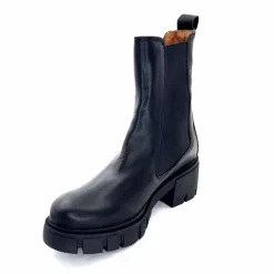 Rock|Bottines<belang Bottines à Talon Ivoire 08112 Cuir Noir