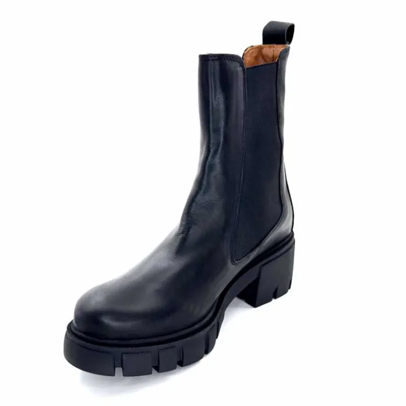 Rock|Bottines<belang Bottines à Talon Ivoire 08112 Cuir Noir