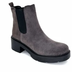 Basic|Bottines<Ivoire0351a Bottines à Talon Ivoire 4621116 Daim Gris Anthracite