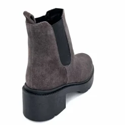 Basic|Bottines<Ivoire0351a Bottines à Talon Ivoire 4621116 Daim Gris Anthracite