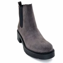 Basic|Bottines<Ivoire0351a Bottines à Talon Ivoire 4621116 Daim Gris Anthracite