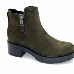 Basic|Bottines<Ivoire0351a Bottines à Talon Ivoire 4621113 Daim Olive Vert