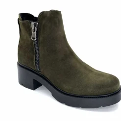 Basic|Bottines<Ivoire0351a Bottines à Talon Ivoire 4621113 Daim Olive Vert