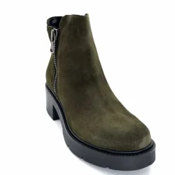 Basic|Bottines<Ivoire0351a Bottines à Talon Ivoire 4621113 Daim Olive Vert