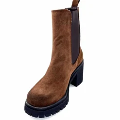 Rock|Bottines<Ivoire0235a Bottines à Talon Ivoire 28115 Daim Marron