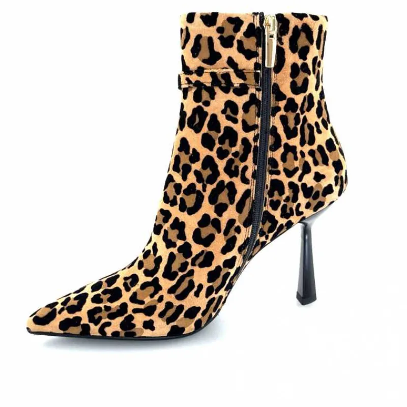 Talon|Animalier<chantal Bottines à talons 2365 Daim Maculato Léo Camel