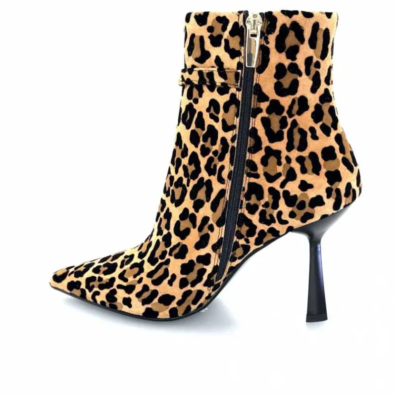 Talon|Animalier<chantal Bottines à talons 2365 Daim Maculato Léo Camel