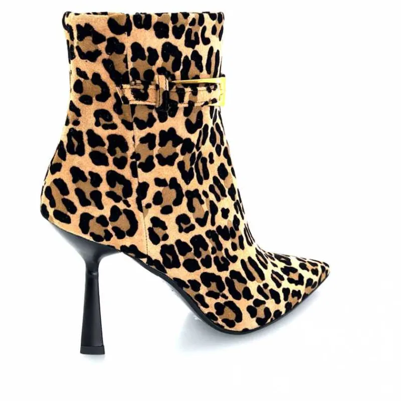 Talon|Animalier<chantal Bottines à talons 2365 Daim Maculato Léo Camel