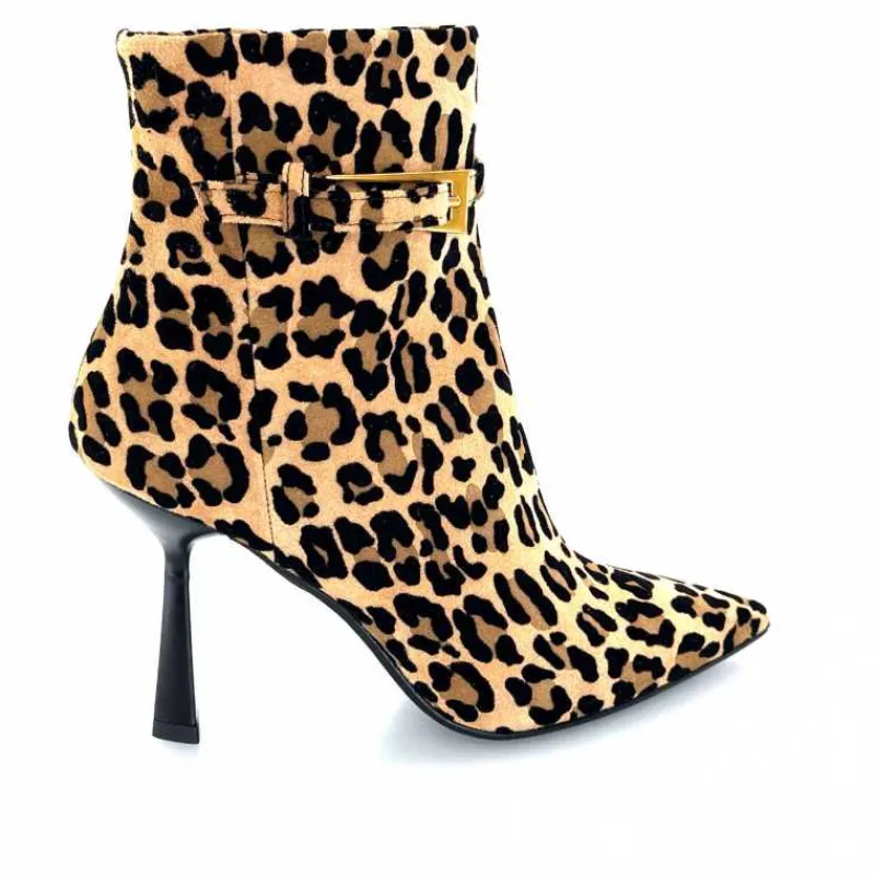 Talon|Animalier<chantal Bottines à talons 2365 Daim Maculato Léo Camel