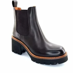 Basic|Bottines<Ivoire0156 Bottines à Talons Ivoire 8751 Carrie Cuir Foncé Marron