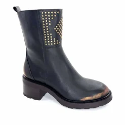 Rock|Bottines<Softwaves Bottines à Talons 9.01.01/006 Cuir Métal Bronze