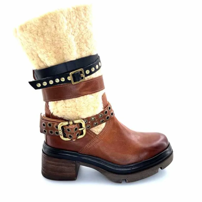 Montagne|Mi-bottes<AS 98 Bottines AS98 A89322 Cuir Fourrure Beige Marron