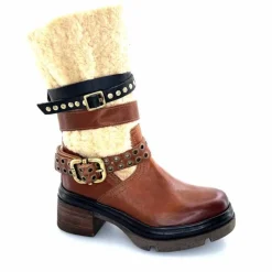 Montagne|Mi-bottes<AS 98 Bottines AS98 A89322 Cuir Fourrure Beige Marron