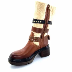 Montagne|Mi-bottes<AS 98 Bottines AS98 A89322 Cuir Fourrure Beige Marron