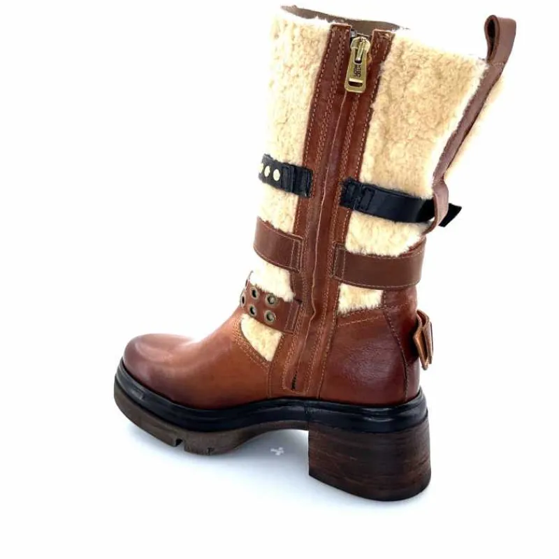 Montagne|Mi-bottes<AS 98 Bottines AS98 A89322 Cuir Fourrure Beige Marron