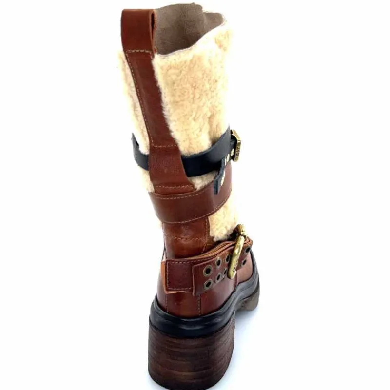 Montagne|Mi-bottes<AS 98 Bottines AS98 A89322 Cuir Fourrure Beige Marron